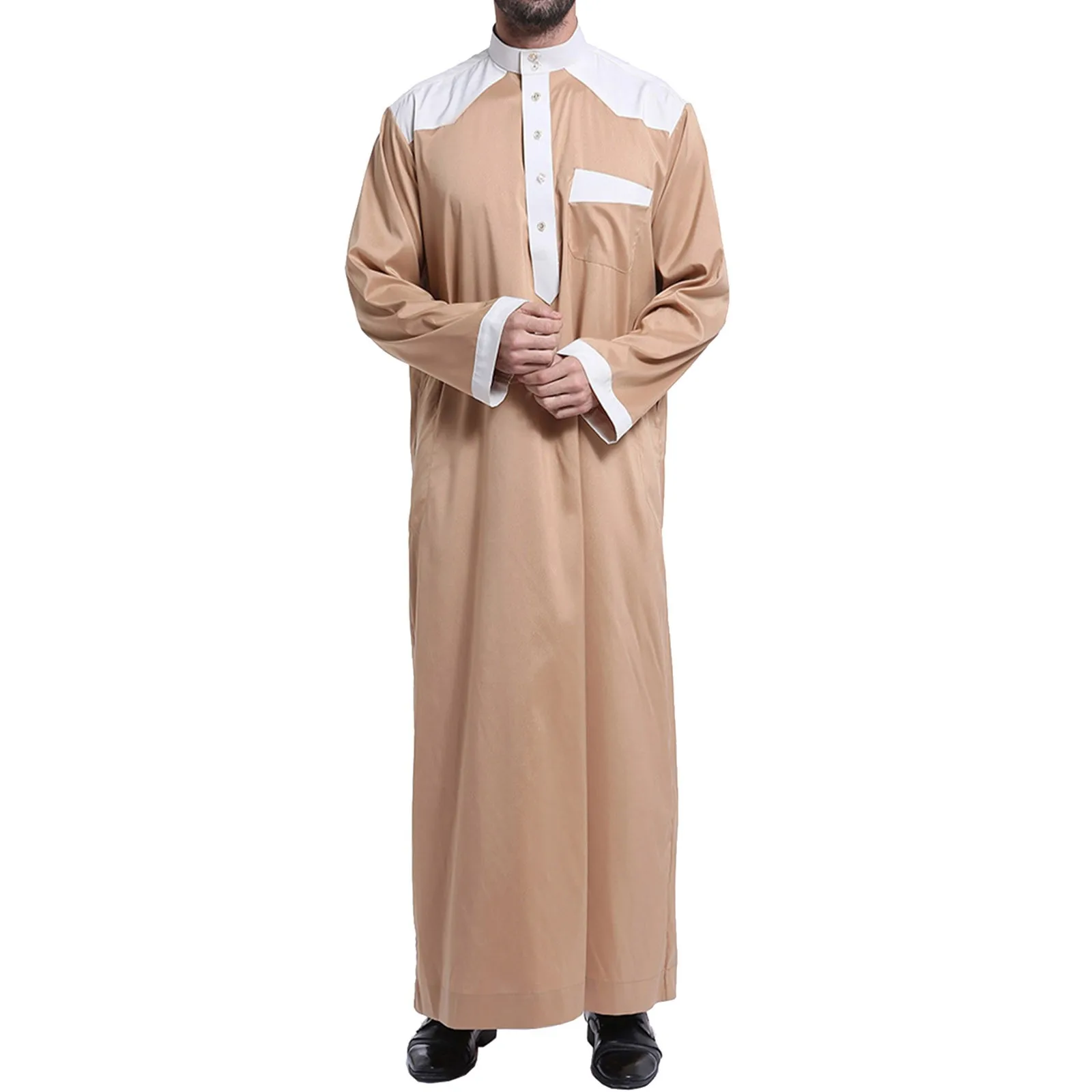 Men's Casual Muslim Arab Middle Patchwork Long Sleeved Robe Dress Shirt for Men with Cuff Muslim garment Traditional men's robe
Men's Casual Muslim Arab Middle Patchwork Long Sleeved Robe Dress Shirt for Men with Cuff Muslim garment Traditional men's robe
