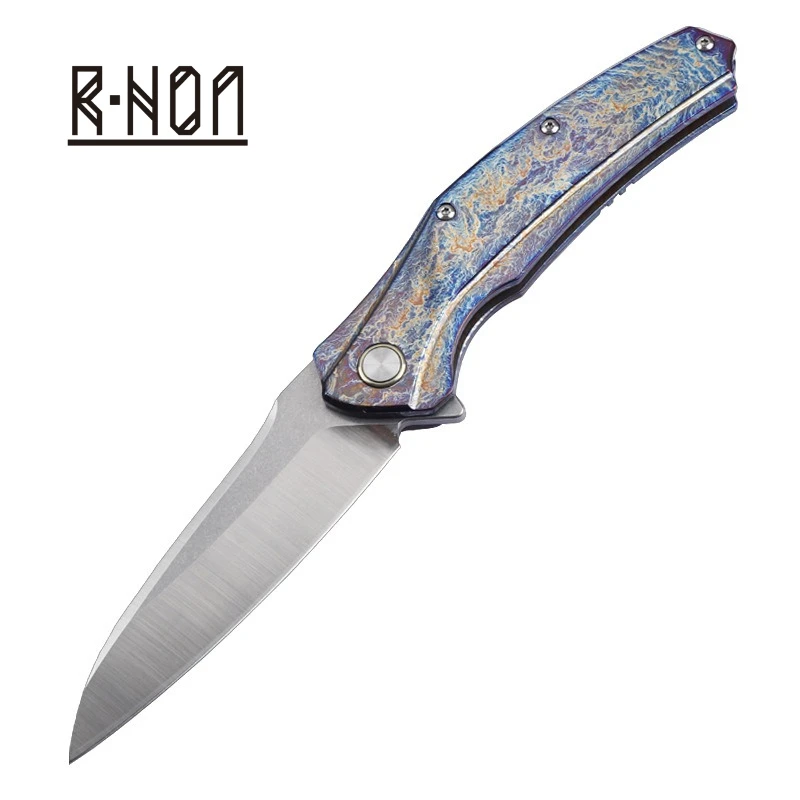 RHON 3.67inch Color Titanium Handle EDC Folderable Knife High Carbon D2 Steel Outdoor Camping Slicing Folding Pocket Knives
RHON 3.67inch Color Titanium Handle EDC Folderable Knife High Carbon D2 Steel Outdoor Camping Slicing Folding Pocket Knives