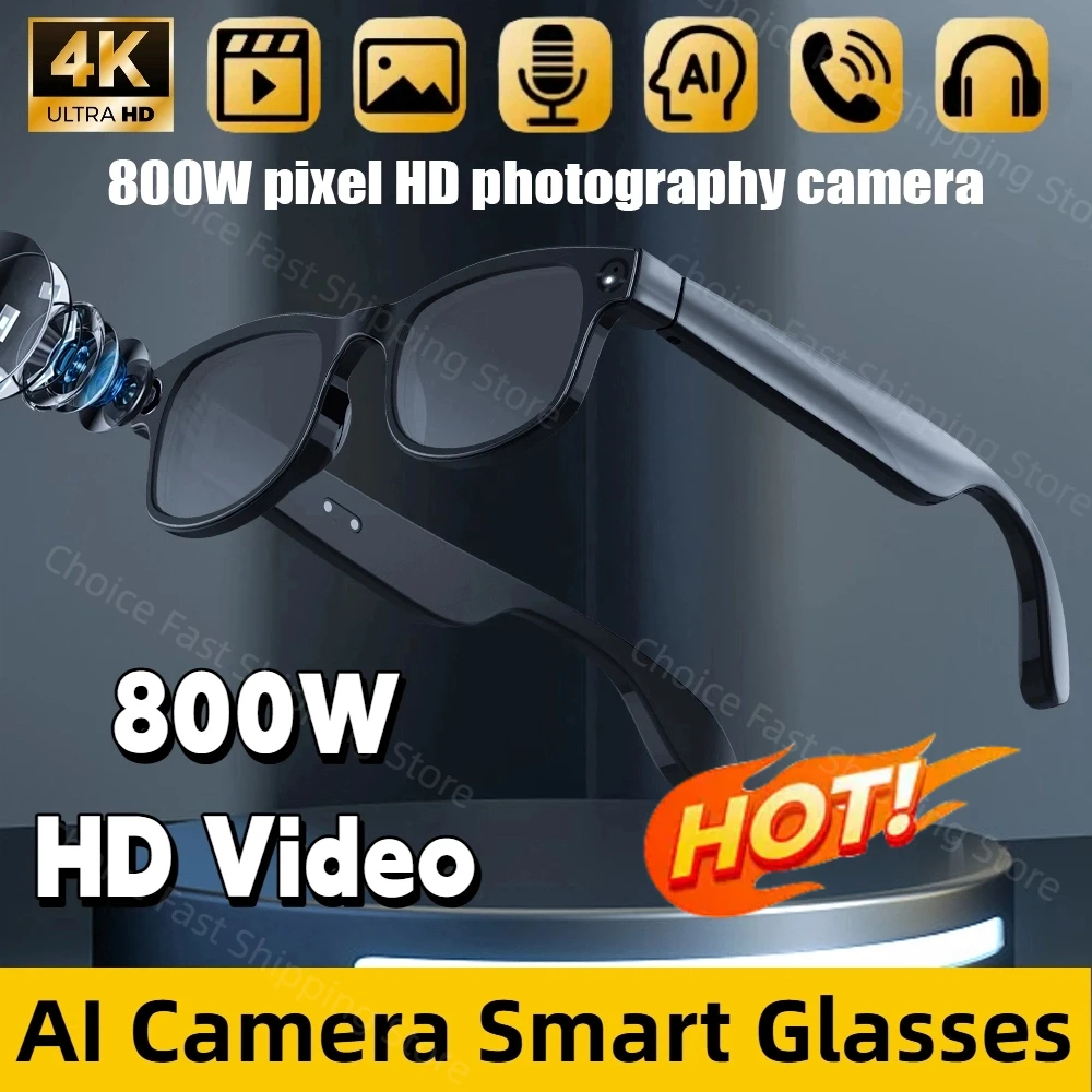 800W HD AI Smart Glasses Camera Video Recording AI Translate Eyeglasses Wireless Bluetooth Call Glasses Color-changing Lenses
800W HD AI Smart Glasses Camera Video Recording AI Translate Eyeglasses Wireless Bluetooth Call Glasses Color-changing Lenses