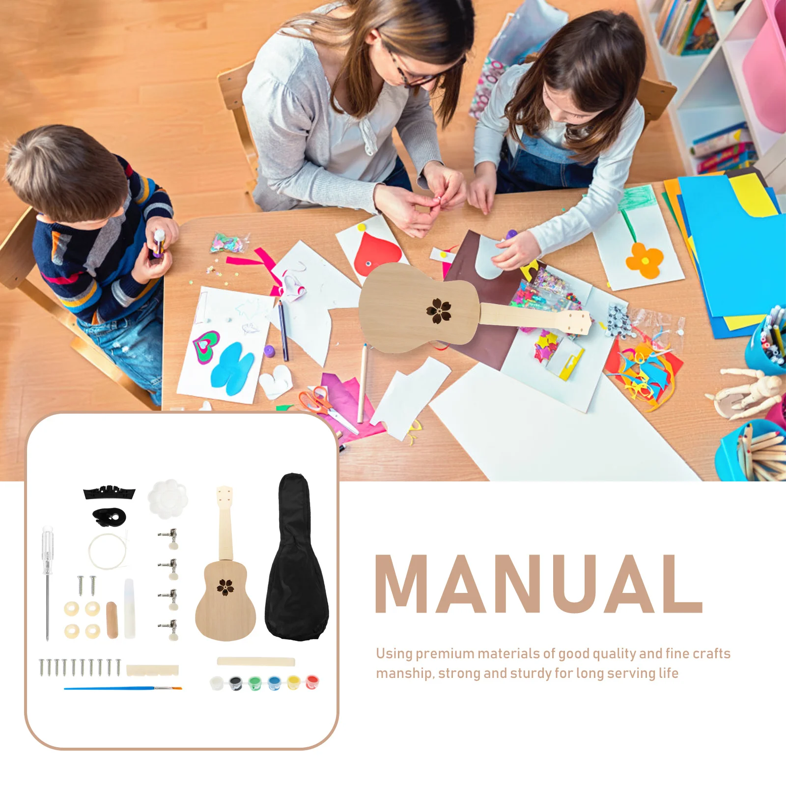 1Set Ukulele DIY Material Kit Handmade Small Guitar Assembly Set Paintable Kids Ukulele Decoration DIY Graffiti Set
1Set Ukulele DIY Material Kit Handmade Small Guitar Assembly Set Paintable Kids Ukulele Decoration DIY Graffiti Set