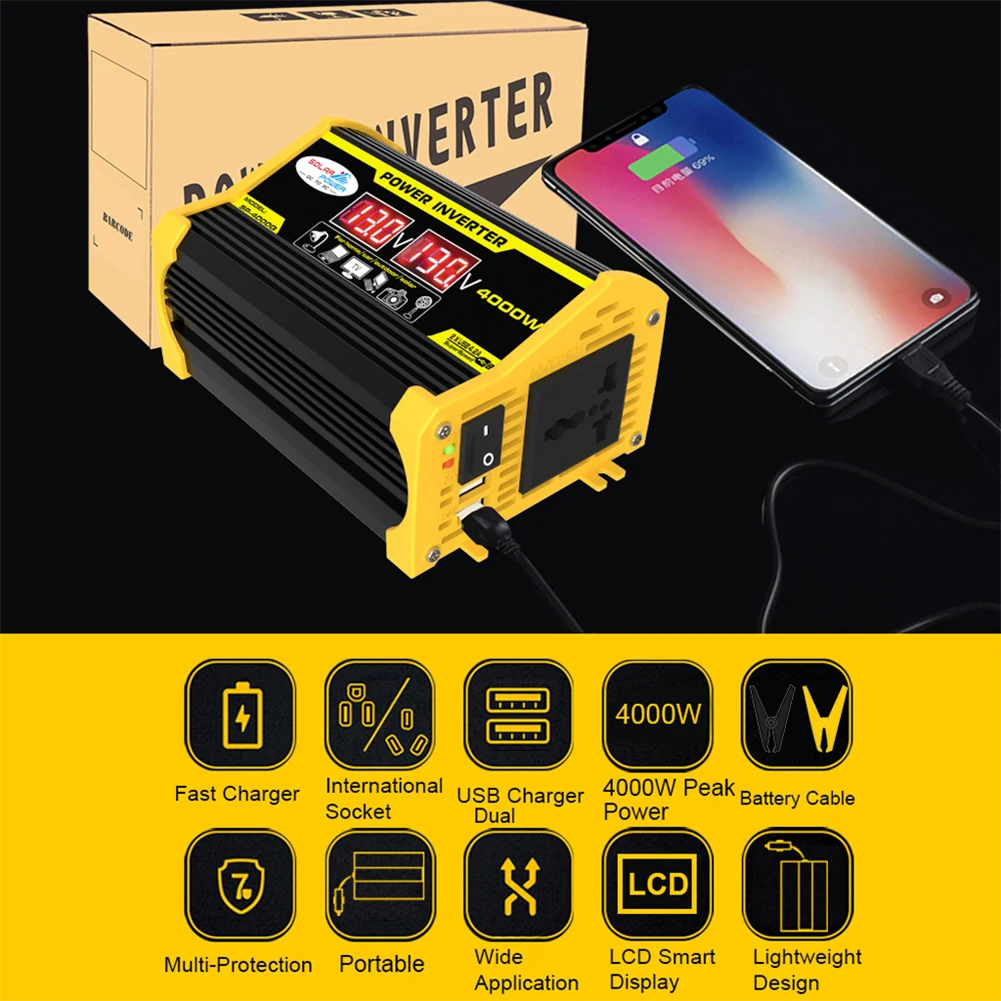 Car Power Inverter Portable Voltage Transformer Car Adapter Dual USB Charger Converter Lightweight Auto Accessories
Car Power Inverter Portable Voltage Transformer Car Adapter Dual USB Charger Converter Lightweight Auto Accessories