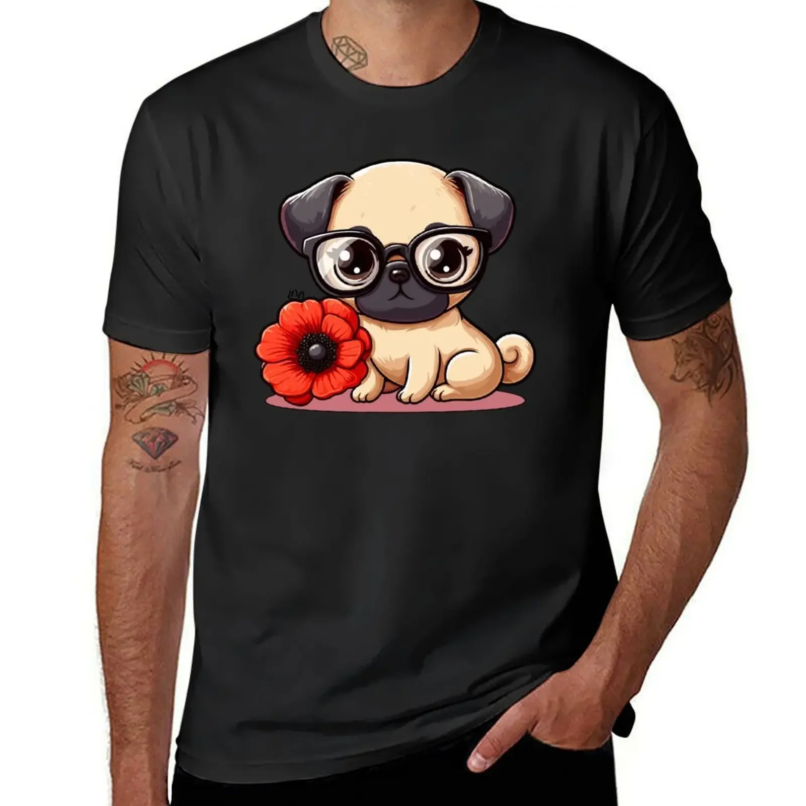 Cute Pug puppy in cartoon with glasses and flowers 2 T-Shirt customs boys animal print sublime mens graphic t-shirts hip hop
Cute Pug puppy in cartoon with glasses and flowers 2 T-Shirt customs boys animal print sublime mens graphic t-shirts hip hop