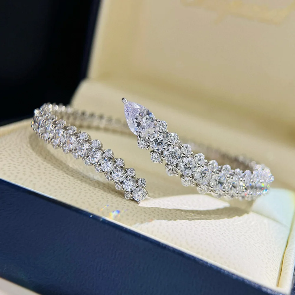 All-Sterling Silver (S925) Bracelet, Exquisitely Crafted with Premium Heavy-Duty Design, Pave-Set with 3A Cubic Zirconia, Adjust
All-Sterling Silver (S925) Bracelet, Exquisitely Crafted with Premium Heavy-Duty Design, Pave-Set with 3A Cubic Zirconia, Adjust