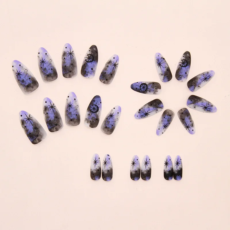24Pcs Medium Almond Press on Nails - Y2K Fashion in Purple-Black with Starry Accents | Sweet & Edgy Instagram Style
24Pcs Medium Almond Press on Nails - Y2K Fashion in Purple-Black with Starry Accents | Sweet & Edgy Instagram Style