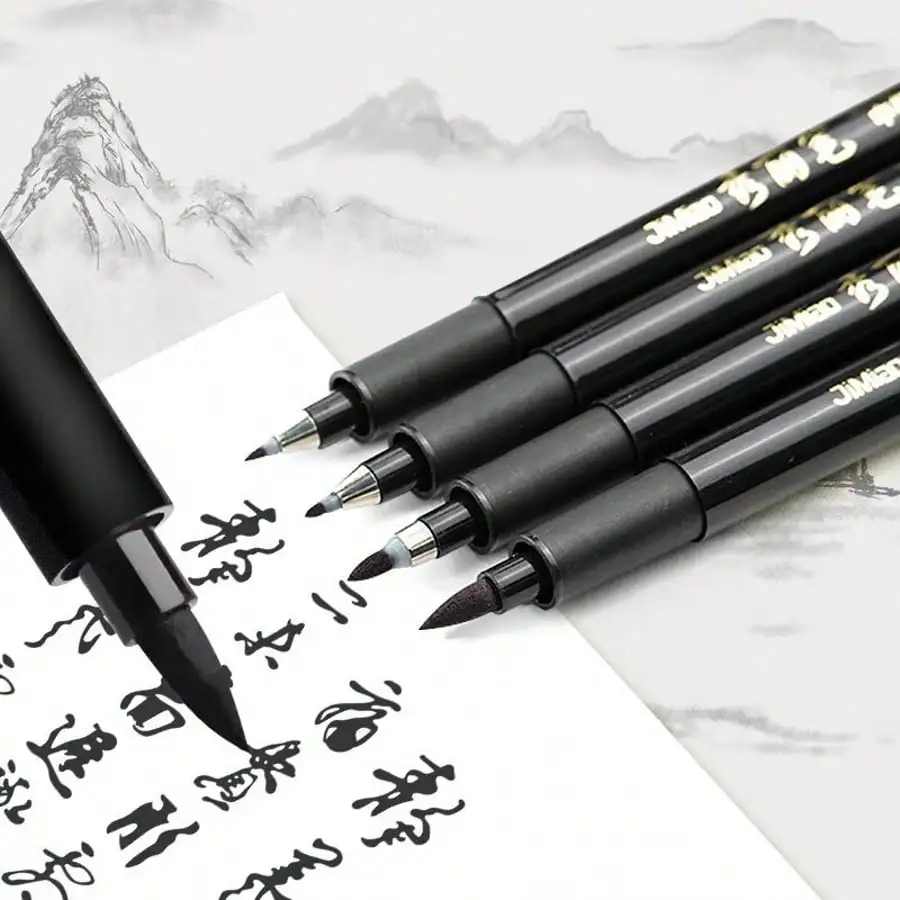 4pcs Calligraphy Pen Set, Fine Tip & Brush Tip, Refillable Black Ink, Ergonomic Oval Body, Lightweight Plastic. Great for Writing, Art & Drawing. Back to School Supplies.
4pcs Calligraphy Pen Set, Fine Tip & Brush Tip, Refillable Black Ink, Ergonomic Oval Body, Lightweight Plastic. Great for Writing, Art & Drawing. Back to School Supplies.