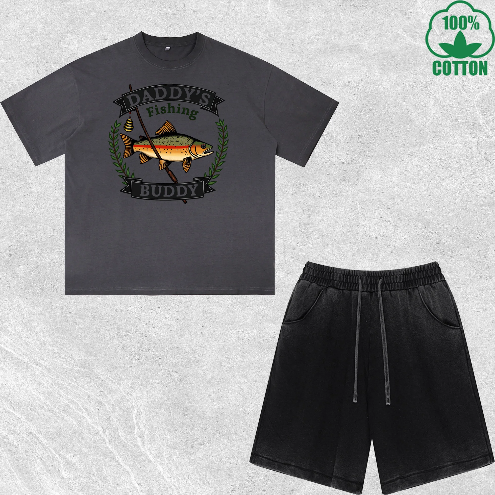 Fishing Buddy Printed Dirty Wash T-Shirt Shorts Set Multicolor Combo Loose Trendy Fashionable 100%Cotton
Fishing Buddy Printed Dirty Wash T-Shirt Shorts Set Multicolor Combo Loose Trendy Fashionable 100%Cotton
