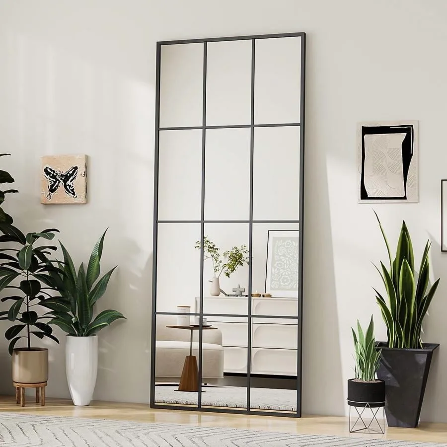 24"x65" Rectangular Full Length Windowpane Mirror Decorative Floor Mirror Wall-Mounted Black
24"x65" Rectangular Full Length Windowpane Mirror Decorative Floor Mirror Wall-Mounted Black