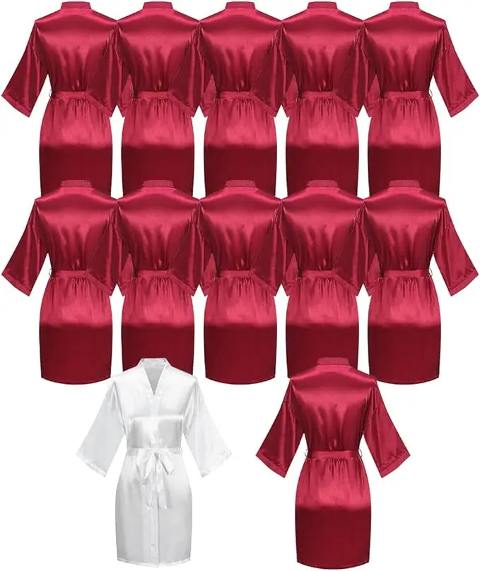 12 Pcs Silky Satin Kimono Robes Bride Bridesmaid Bathrobe for Women Short Sleepwear for Wedding Birthday Party
12 Pcs Silky Satin Kimono Robes Bride Bridesmaid Bathrobe for Women Short Sleepwear for Wedding Birthday Party