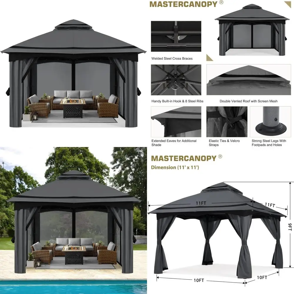 10x10FT Outdoor Patio Gazebo with Mosquito Netting for Backyard, Patio, Garden Dark Grey
10x10FT Outdoor Patio Gazebo with Mosquito Netting for Backyard, Patio, Garden Dark Grey
