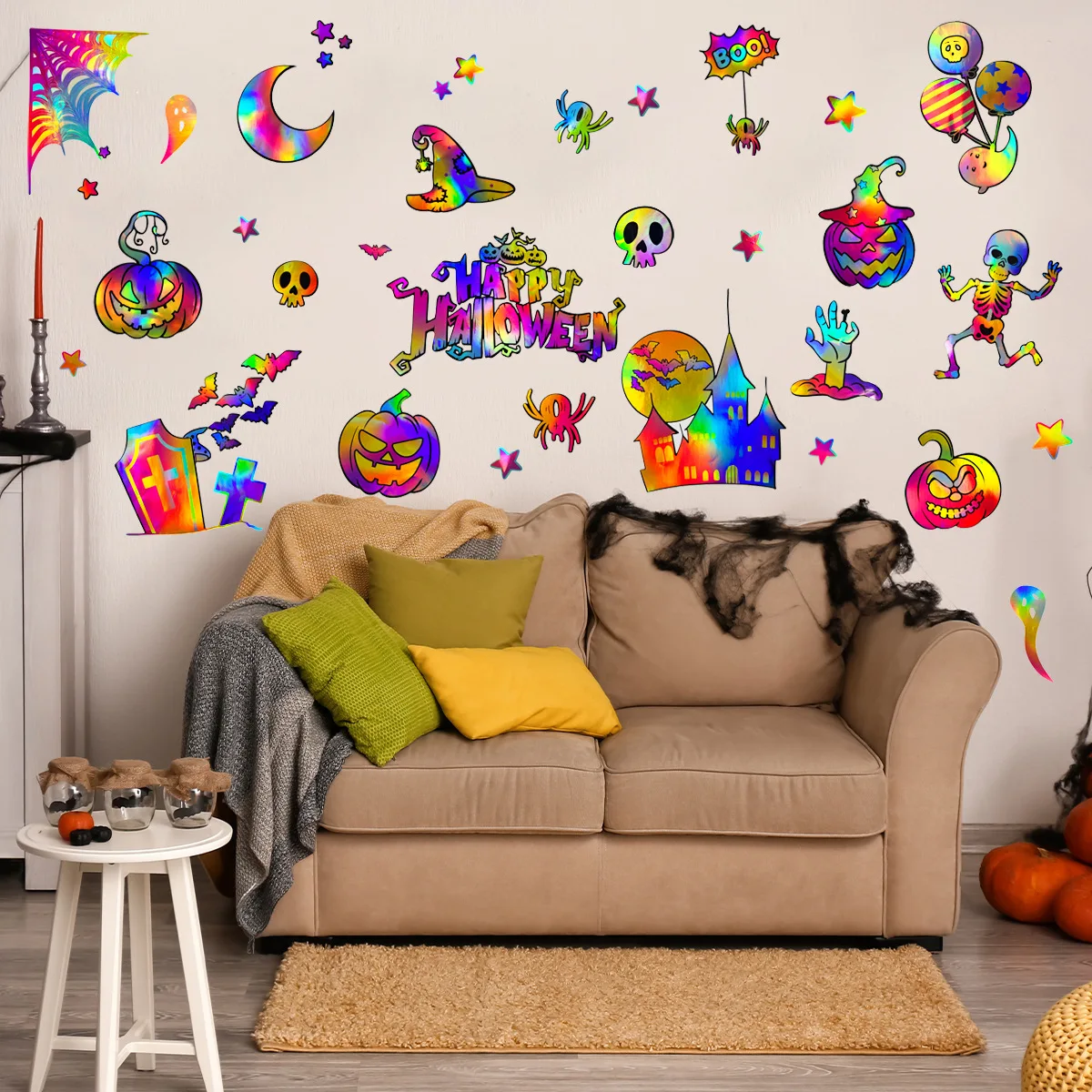 Iridescent Halloween Wall Decals - DIY Gradient Color Changing Decor for Spooky Home Makeover
Iridescent Halloween Wall Decals - DIY Gradient Color Changing Decor for Spooky Home Makeover