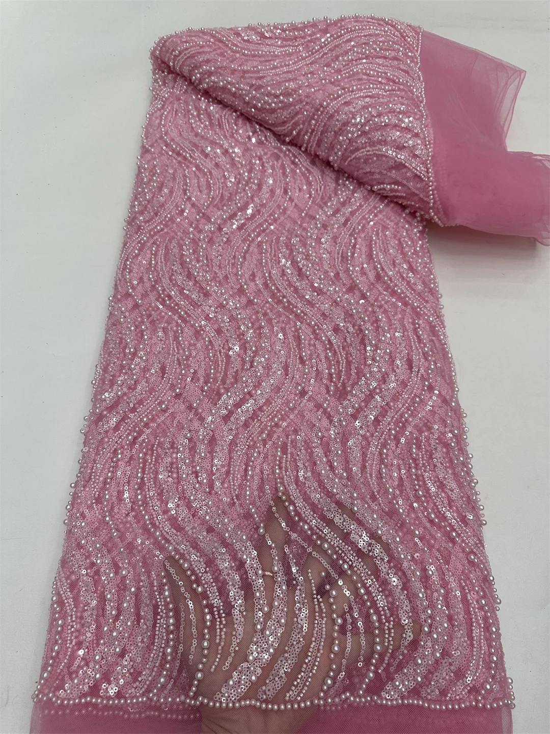 Luxury African French Beaded Lace Fabric 2025 High Quality Lace Fabric Nigerian Tulle Mesh Lace Fabrics for Wedding Dress Sewing
Luxury African French Beaded Lace Fabric 2025 High Quality Lace Fabric Nigerian Tulle Mesh Lace Fabrics for Wedding Dress Sewing