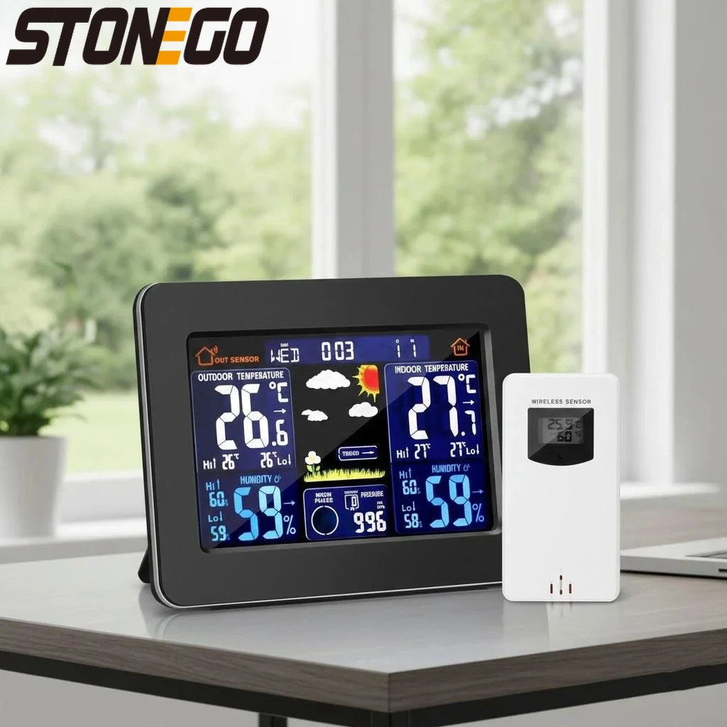 Wireless Digital Weather Station Forecast Clock with Outdoor Sensor Indoor Outdoor Thermometer Hygrometer Temperature Monitor