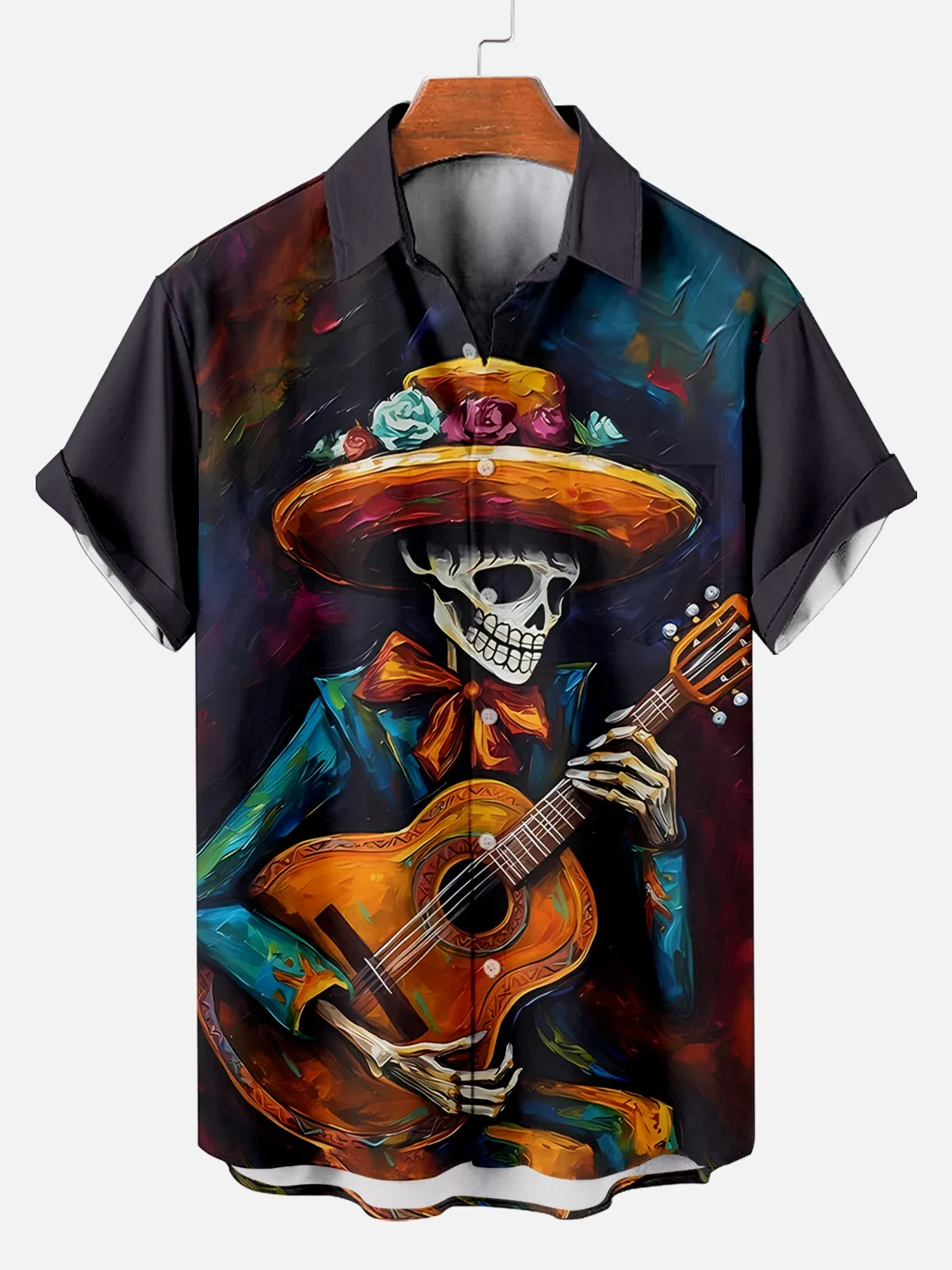 Men's Day Of The Dead Lapel short-sleeved Shirt With Skull Print Polyester fabric, comfortable, Breathable And Casual
Men's Day Of The Dead Lapel short-sleeved Shirt With Skull Print Polyester fabric, comfortable, Breathable And Casual