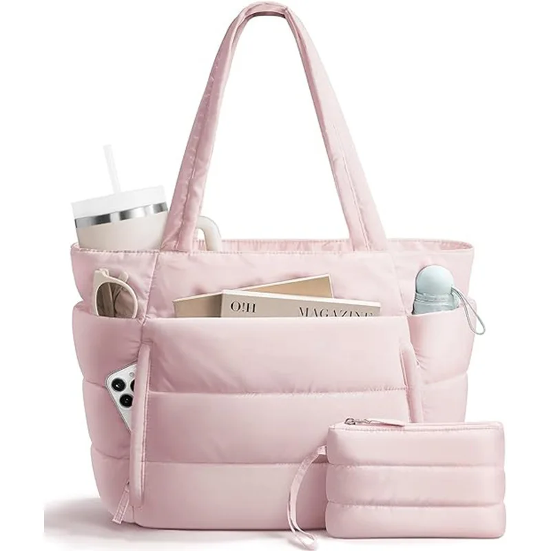 Large Capacity Tote Bag With Match Pouch Multi-pocket Quilted Shoulder Bag Lightweight Nylon Winter Handbag For Commute Shopping
Large Capacity Tote Bag With Match Pouch Multi-pocket Quilted Shoulder Bag Lightweight Nylon Winter Handbag For Commute Shopping