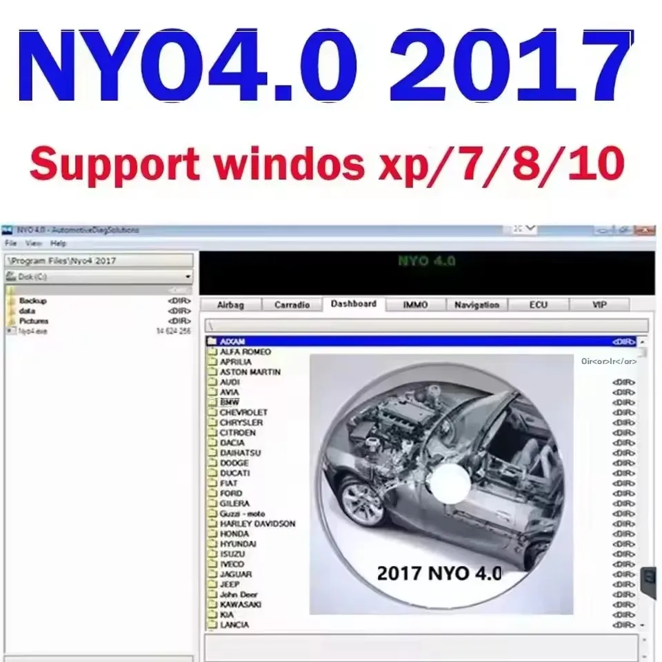Hot Sale NYO4.0 Full Database Auto Repair Software for Airbag Car Radio Dashboard IMMO Navigation NYO 4 Support Win7/8/10
Hot Sale NYO4.0 Full Database Auto Repair Software for Airbag Car Radio Dashboard IMMO Navigation NYO 4 Support Win7/8/10