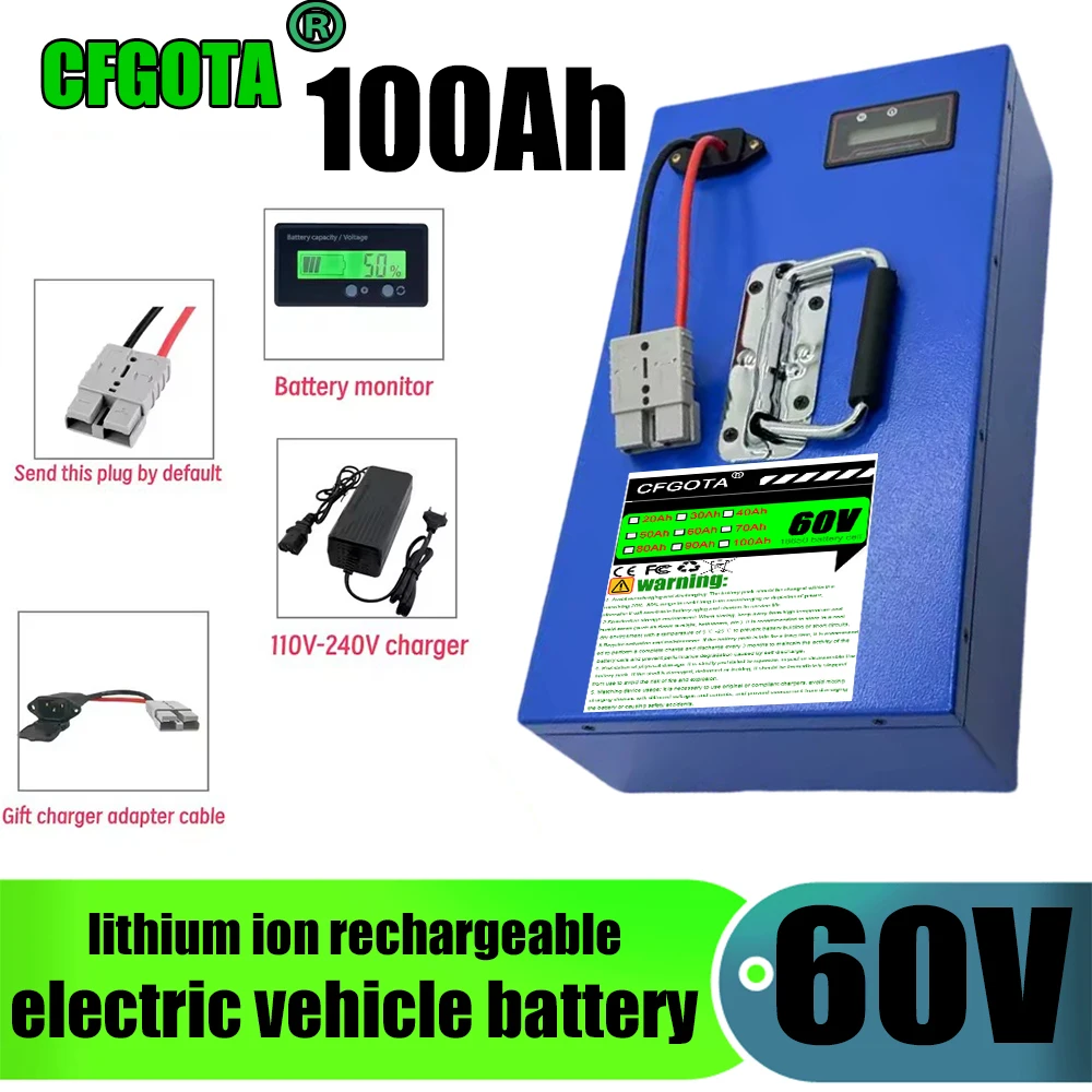 18650 lithium-ion battery, new 60V20AH-100AH, built-in BMS35AH, fast air transportation, application 500W-3000W
18650 lithium-ion battery, new 60V20AH-100AH, built-in BMS35AH, fast air transportation, application 500W-3000W