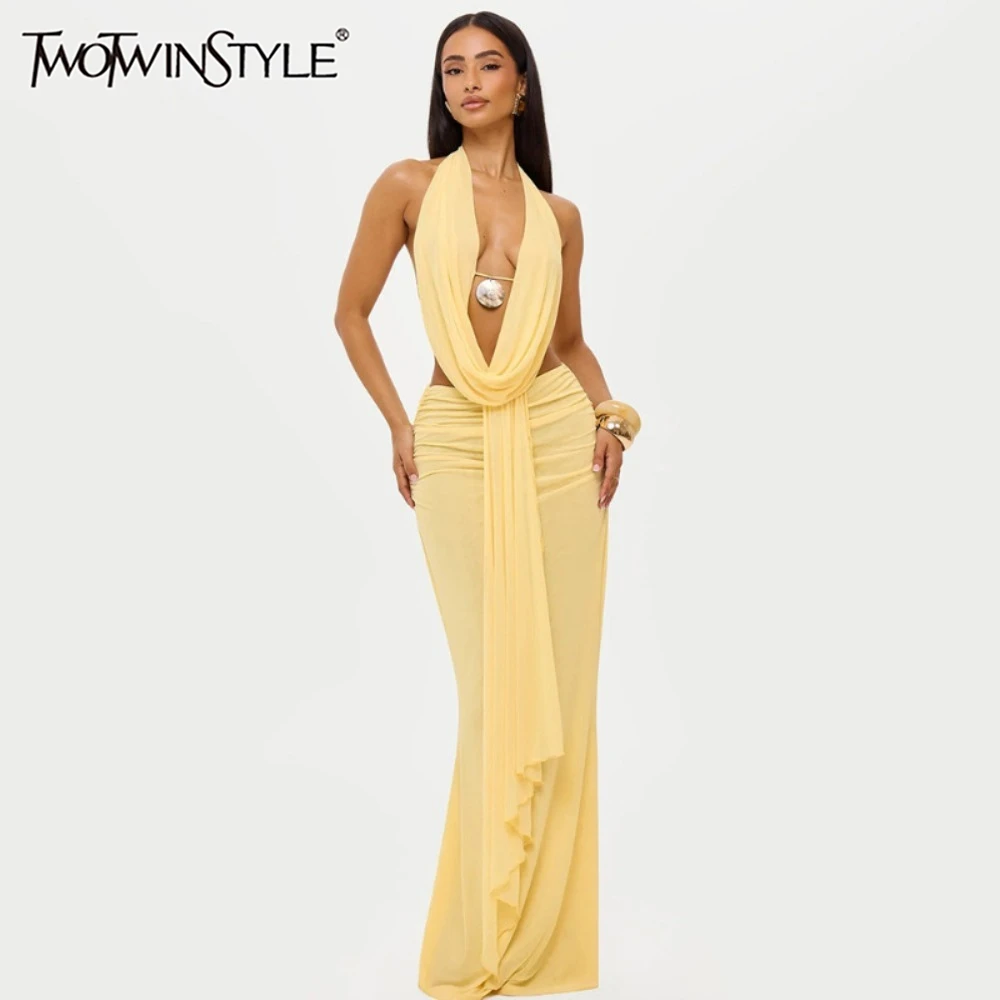 TWOTWINSTYLE сексуальный комплект из двух предметов для женщин, жилет с открытой спиной и воротником-стойкой, высокая талия, юбка макси с лентой, клубный праздничный костюм, женский
TWOTWINSTYLE сексуальный комплект из двух предметов для женщин, жилет с открытой спиной и воротником-стойкой, высокая талия, юбка макси с лентой, клубный праздничный костюм, женский