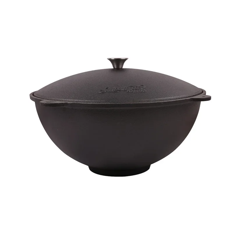 Cast iron large saucepan heightened with cast iron cover uncoated soup stew raw iron pot commercial household 43
Cast iron large saucepan heightened with cast iron cover uncoated soup stew raw iron pot commercial household 43