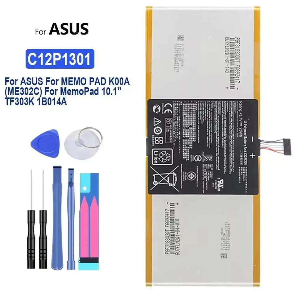 6560Mah Tablet Battery For Asus Memo Pad K00A ME302C Memopad 10.1" TF303K 1B014A Safe C12P1301
6560Mah Tablet Battery For Asus Memo Pad K00A ME302C Memopad 10.1" TF303K 1B014A Safe C12P1301