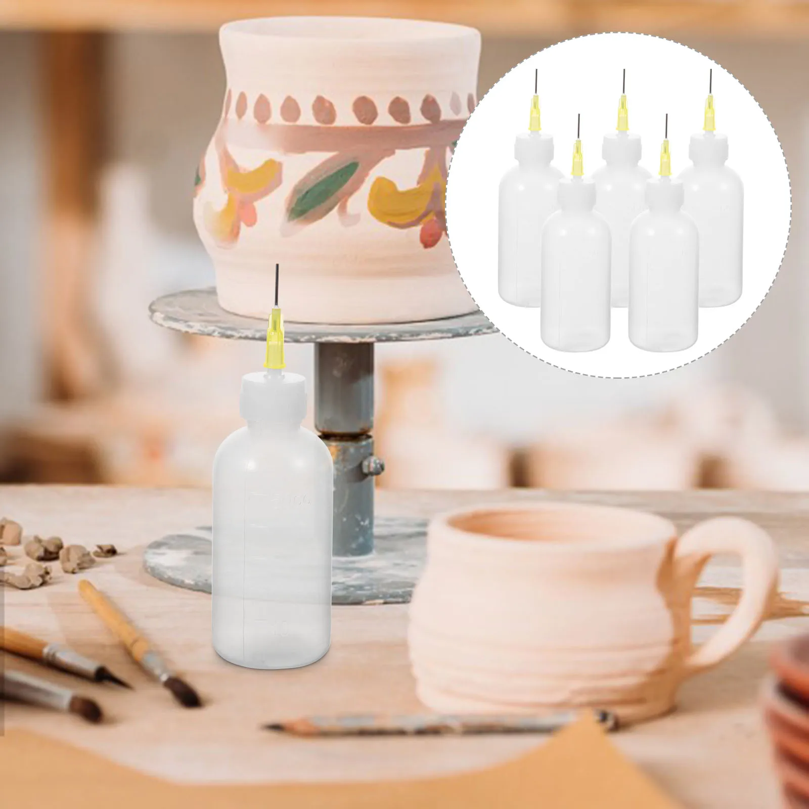 5pcs Mud Painting Bottle 50cc Pottery Dauber Precision Tips Applicator Glaze Craft Pointed Needle Tool Set for DIY
5pcs Mud Painting Bottle 50cc Pottery Dauber Precision Tips Applicator Glaze Craft Pointed Needle Tool Set for DIY