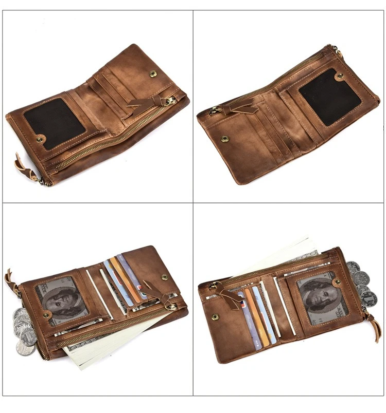 Retro double-zipper men's wallet, genuine leather coin pocket card holder, multi-functional short business wallet
Retro double-zipper men's wallet, genuine leather coin pocket card holder, multi-functional short business wallet