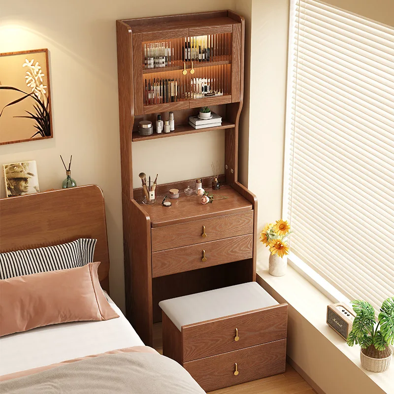 Retro solid wood dresser modern simple bedroom makeup table small apartment bedside storage cabinet with drawers integrated
Retro solid wood dresser modern simple bedroom makeup table small apartment bedside storage cabinet with drawers integrated