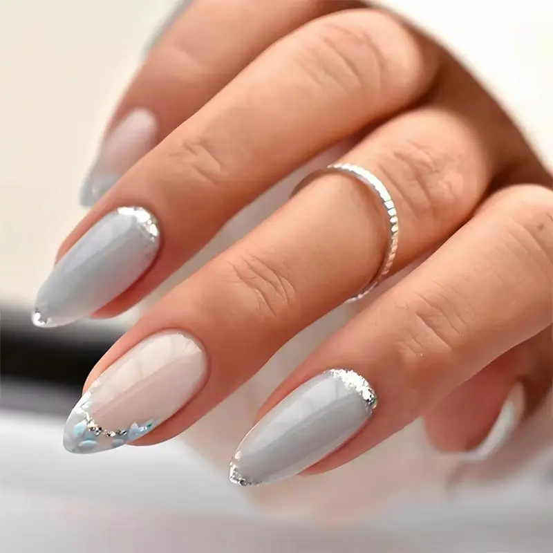 24PCS Simple French Stick on Nails Colorful Lines with Golden Steel Beads Fake Nails for Women Wearable Almond False Nails Tools
24PCS Simple French Stick on Nails Colorful Lines with Golden Steel Beads Fake Nails for Women Wearable Almond False Nails Tools