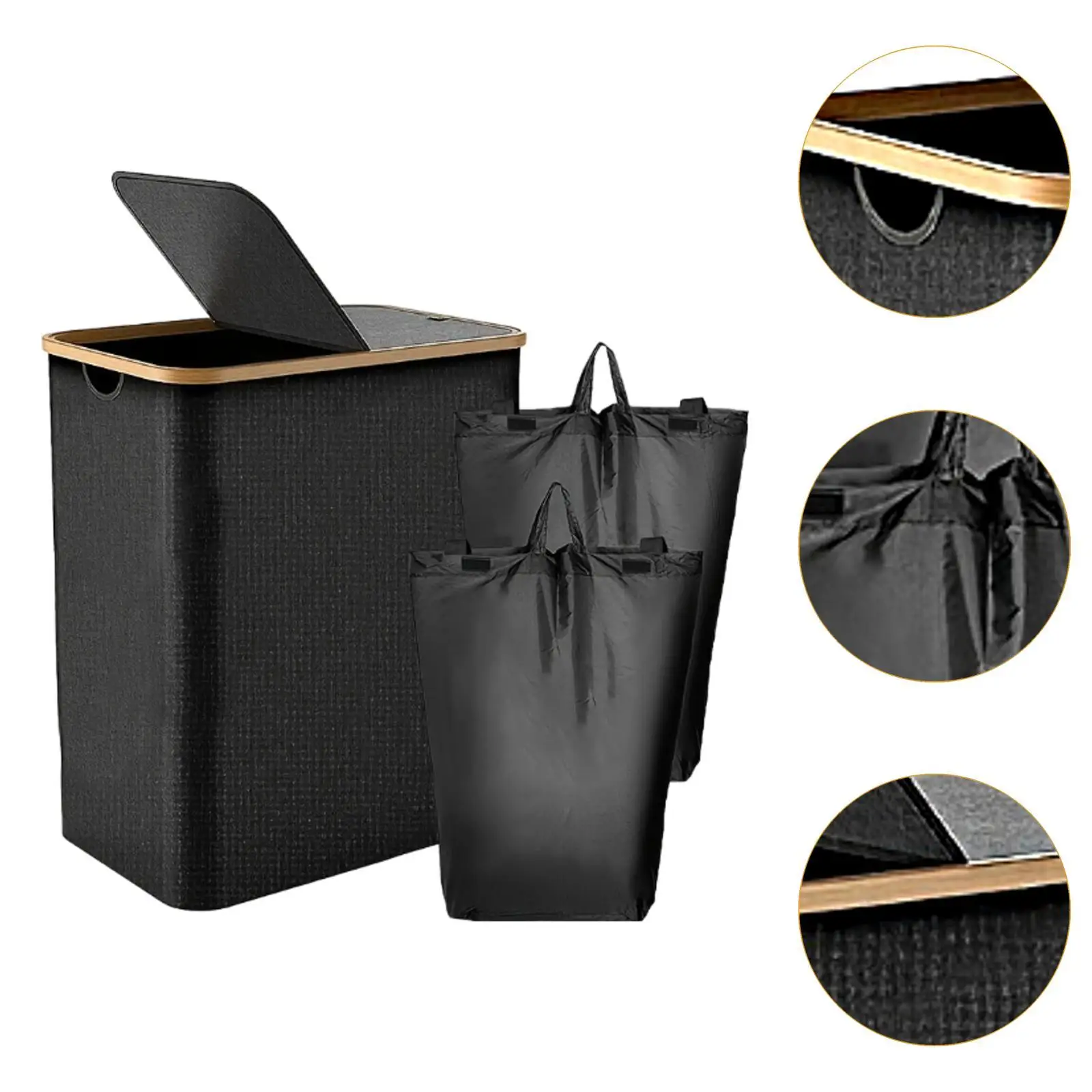 Foldable Laundry Basket with Lid Bamboo and Oxford Cloth Divided Hamper Organizer for Laundry Room and Home Storage
Foldable Laundry Basket with Lid Bamboo and Oxford Cloth Divided Hamper Organizer for Laundry Room and Home Storage