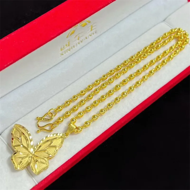 9999 24K real gold jewelry women's necklace set butterfly round bead necklace versatile sweater chain accessories
9999 24K real gold jewelry women's necklace set butterfly round bead necklace versatile sweater chain accessories