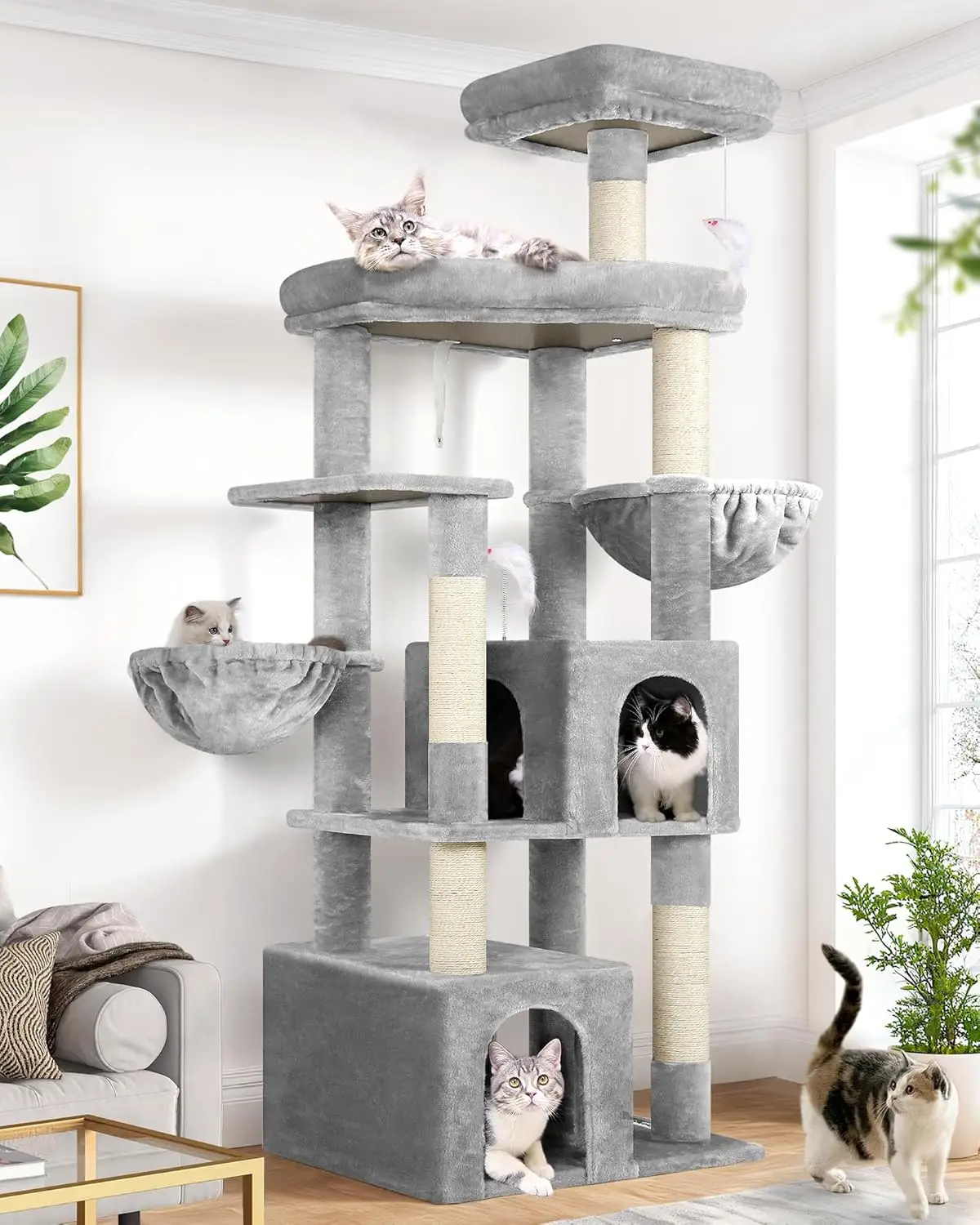 Sturdy Cat Tree, 68-inch Large Cat Tower for Indoor Adult Cats 20 lbs Heavy Duty Cat Tree for Big Cats with Extra Larg
Sturdy Cat Tree, 68-inch Large Cat Tower for Indoor Adult Cats 20 lbs Heavy Duty Cat Tree for Big Cats with Extra Larg
