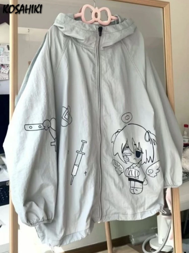 Japanese Summer Sun Protection Cartoon Jackets Women Y2k Aesthetic Grunge Hooded Coat Streetwear Casual Loose Zipper Femme Tops
Japanese Summer Sun Protection Cartoon Jackets Women Y2k Aesthetic Grunge Hooded Coat Streetwear Casual Loose Zipper Femme Tops