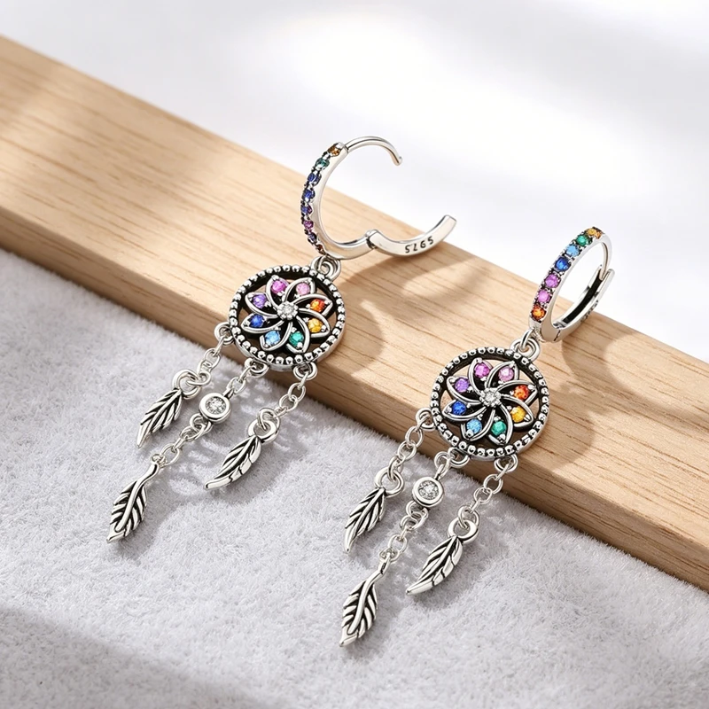Original Earring 925 Sterling Silver Drop Earring Dreamcatcher Tassel Feather Pendant Earring For Women Fine Jewelry
Original Earring 925 Sterling Silver Drop Earring Dreamcatcher Tassel Feather Pendant Earring For Women Fine Jewelry