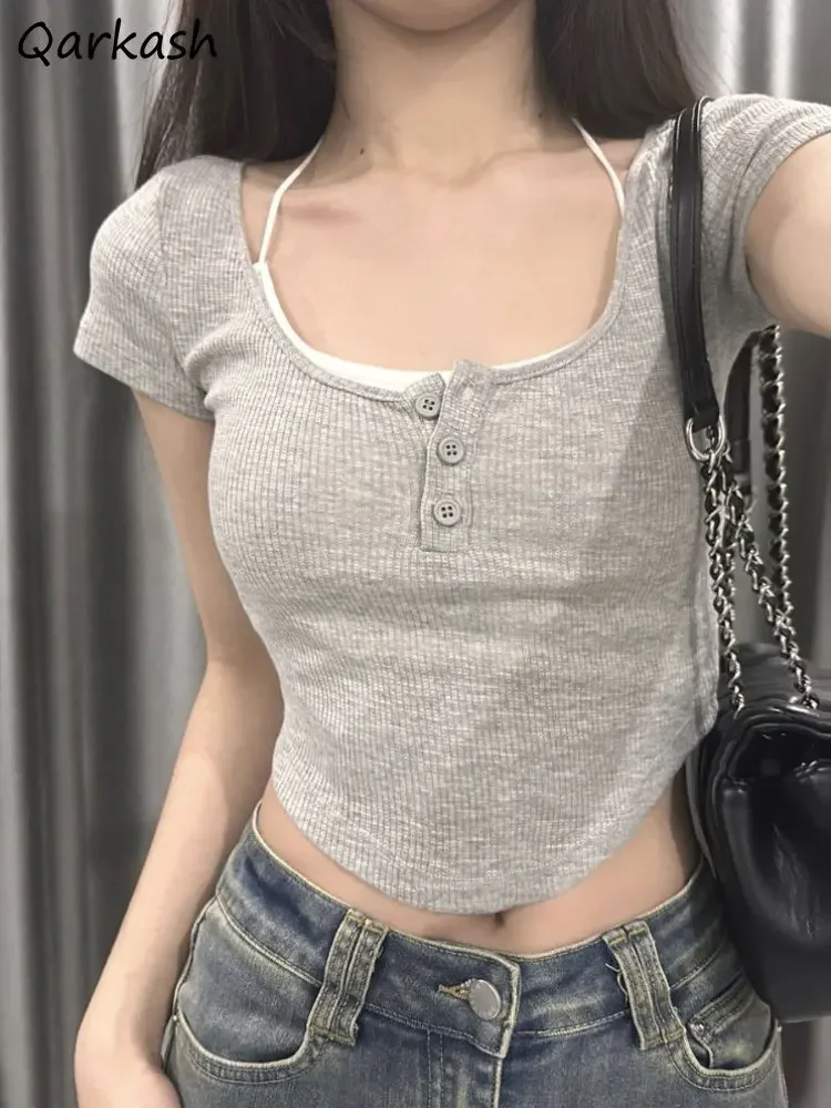 Женские комплекты из 2 предметов, милые укороченные топы, майки с короткими рукавами, тонкие футболки, нежная модная летняя девичья простая уличная одежда Mujer
Женские комплекты из 2 предметов, милые укороченные топы, майки с короткими рукавами, тонкие футболки, нежная модная летняя девичья простая уличная одежда Mujer