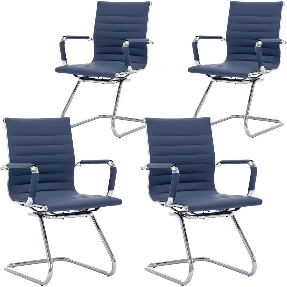 Set of 4 Navy Blue Leather Reception Chairs with Sled Base for Waiting Room, Conference, Desk, and Lobby Use
Set of 4 Navy Blue Leather Reception Chairs with Sled Base for Waiting Room, Conference, Desk, and Lobby Use