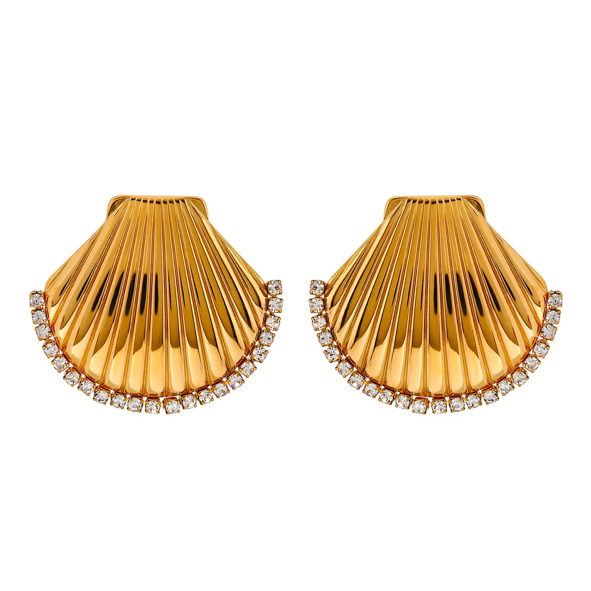 Stainless Steel PVD 18K Gold Plated Tarnish Crystal Shell Stud Earrings For Woman Jewelry Wholesale Summer Trendy
Stainless Steel PVD 18K Gold Plated Tarnish Crystal Shell Stud Earrings For Woman Jewelry Wholesale Summer Trendy