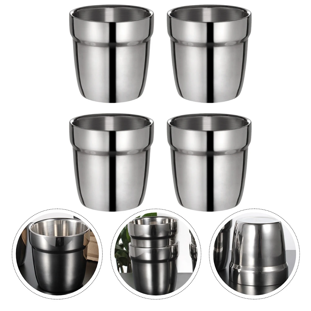 4 Pcs Stainless Steel Cups Double Layer Thickened Kids Water Coffee Tumblers Anti Scald Fall Resistant Lightweight Portable
4 Pcs Stainless Steel Cups Double Layer Thickened Kids Water Coffee Tumblers Anti Scald Fall Resistant Lightweight Portable