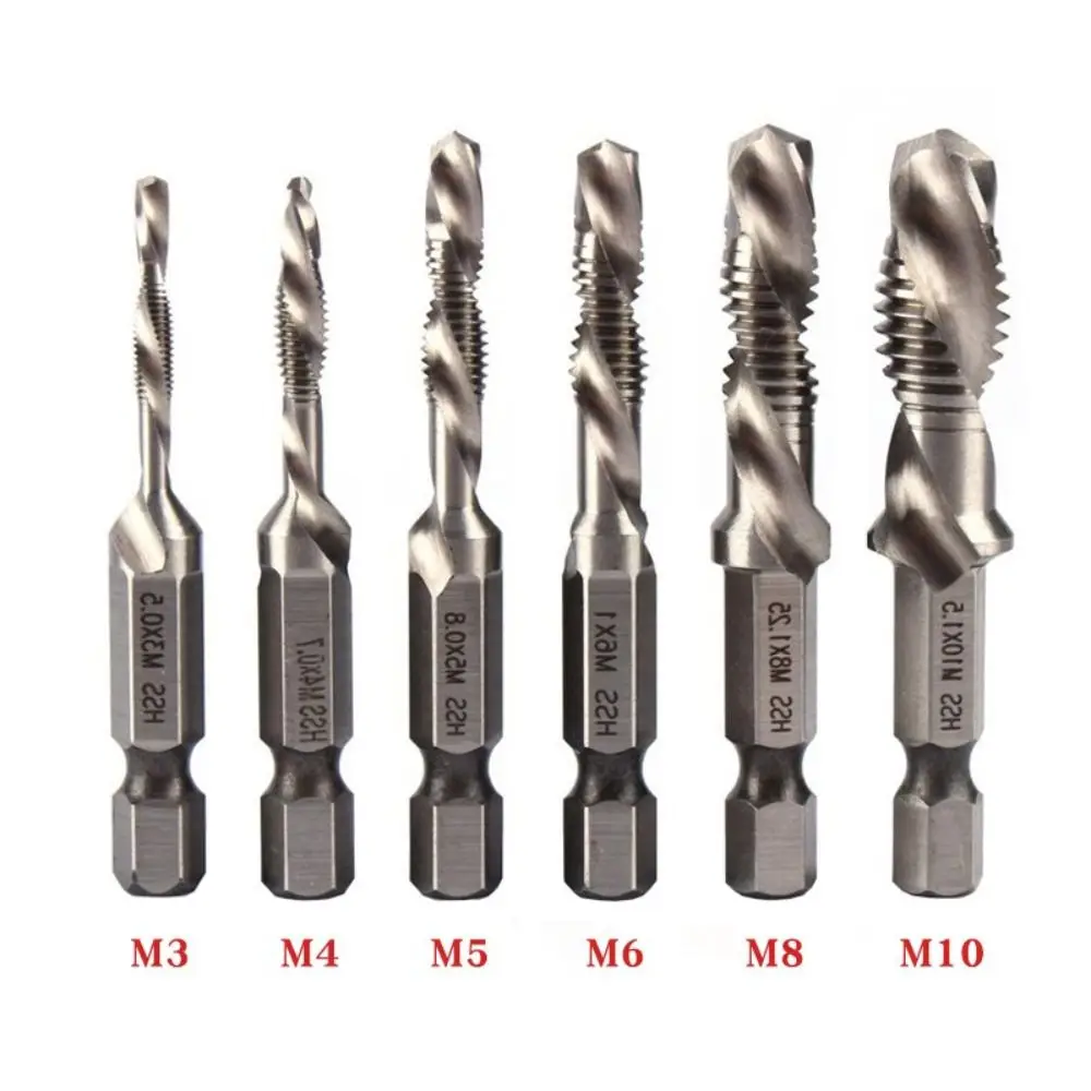 High Speed Steel Tap Drill Bit Set Metric Thread 1/4" Hex Shank Titanium Plated Tap Titanium Coated M3-M10 Size
High Speed Steel Tap Drill Bit Set Metric Thread 1/4" Hex Shank Titanium Plated Tap Titanium Coated M3-M10 Size