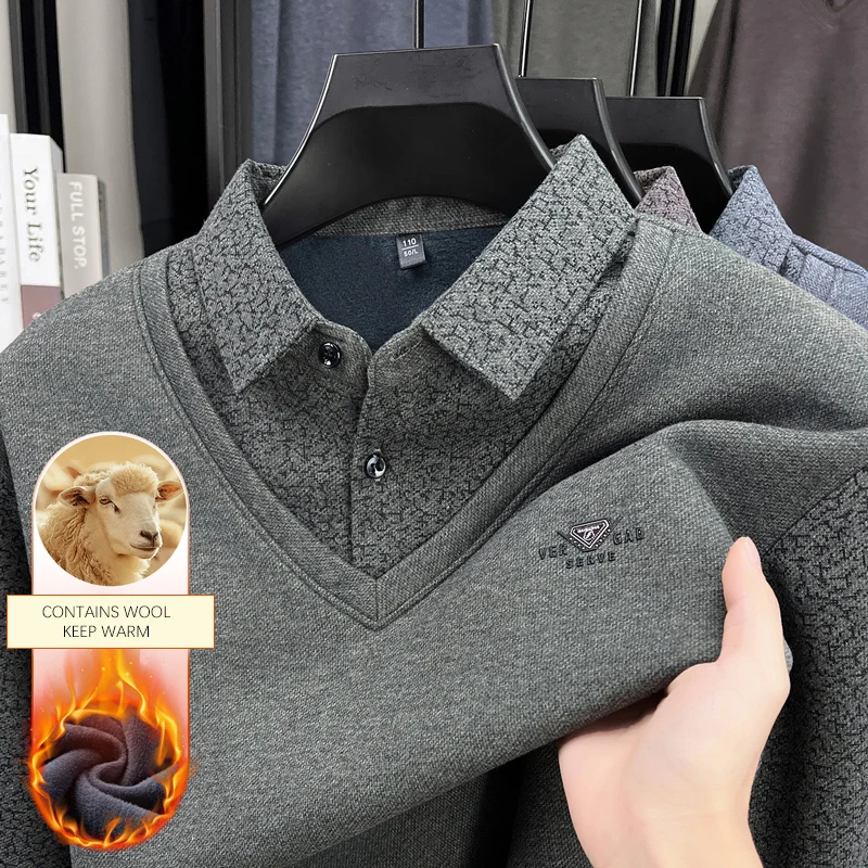 BROWON Winter Male Clothing 2025 Men Long Sleeve T-shirt Plus Velvet Warm Luxury Tshirt Men Turndown Collar Fake Two Man Tops
BROWON Winter Male Clothing 2025 Men Long Sleeve T-shirt Plus Velvet Warm Luxury Tshirt Men Turndown Collar Fake Two Man Tops