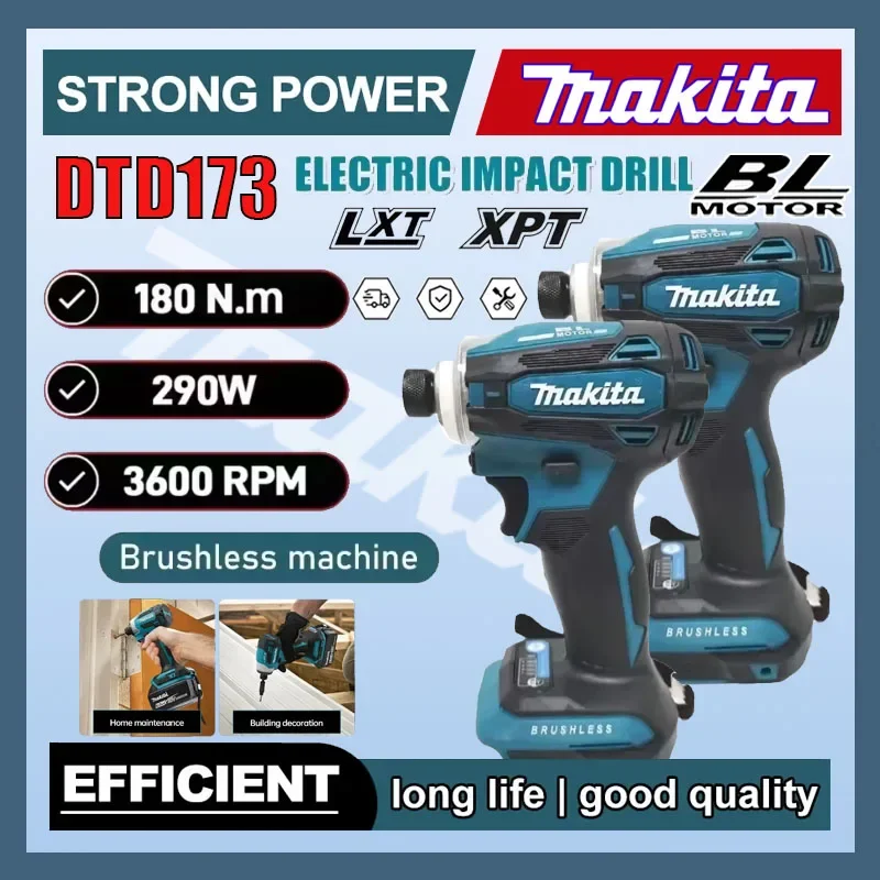 Makita DTD173 Электрическая дрель по дереву/болту/Т-режим 1800 об/мин Аккумуляторная ударная отвертка 180 Нм Бесщеточный двигатель для Makita 18 В
Makita DTD173 Электрическая дрель по дереву/болту/Т-режим 1800 об/мин Аккумуляторная ударная отвертка 180 Нм Бесщеточный двигатель для Makita 18 В
