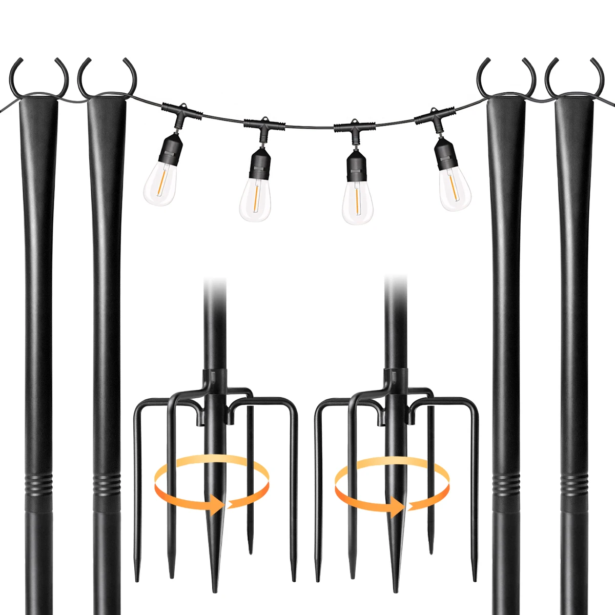 6pcs/4pcs/2pcs 10ft Metal String Light Poles for Outside with Fork, Hanging Light Poles for Patio, Backyard, Garden, Deck, Party
6pcs/4pcs/2pcs 10ft Metal String Light Poles for Outside with Fork, Hanging Light Poles for Patio, Backyard, Garden, Deck, Party