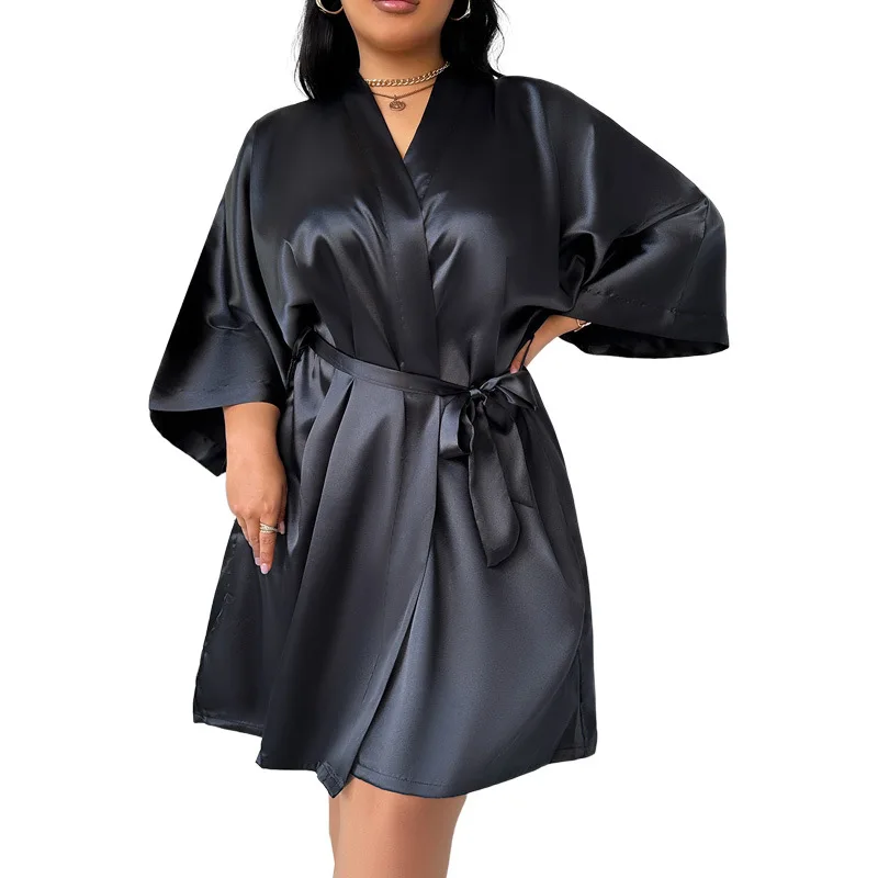 Plus size Pajama Women Sleepwear Bathroom Bathrobes Lace-up Gowns Medium Long Casual Ice Silk Pajamas Women's Loungewear Pijama
Plus size Pajama Women Sleepwear Bathroom Bathrobes Lace-up Gowns Medium Long Casual Ice Silk Pajamas Women's Loungewear Pijama