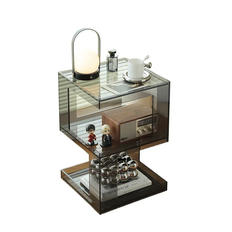 side few gray acrylic small coffee table, modern simple living room sofa, storage table rack
side few gray acrylic small coffee table, modern simple living room sofa, storage table rack