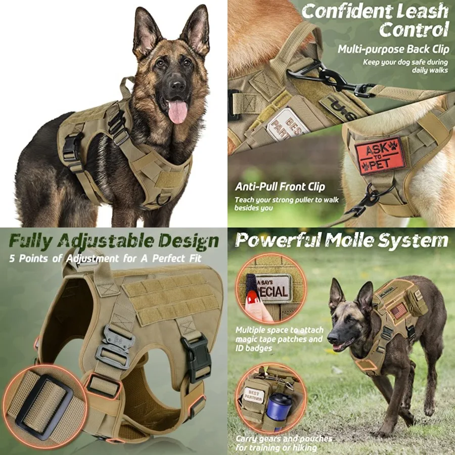 Tactical Dog Harness for, Heavy Duty Pet Harness with Handle, No-Pull Service Vest Breed, Adjustable Military Dog Vest for Trai
Tactical Dog Harness for, Heavy Duty Pet Harness with Handle, No-Pull Service Vest Breed, Adjustable Military Dog Vest for Trai