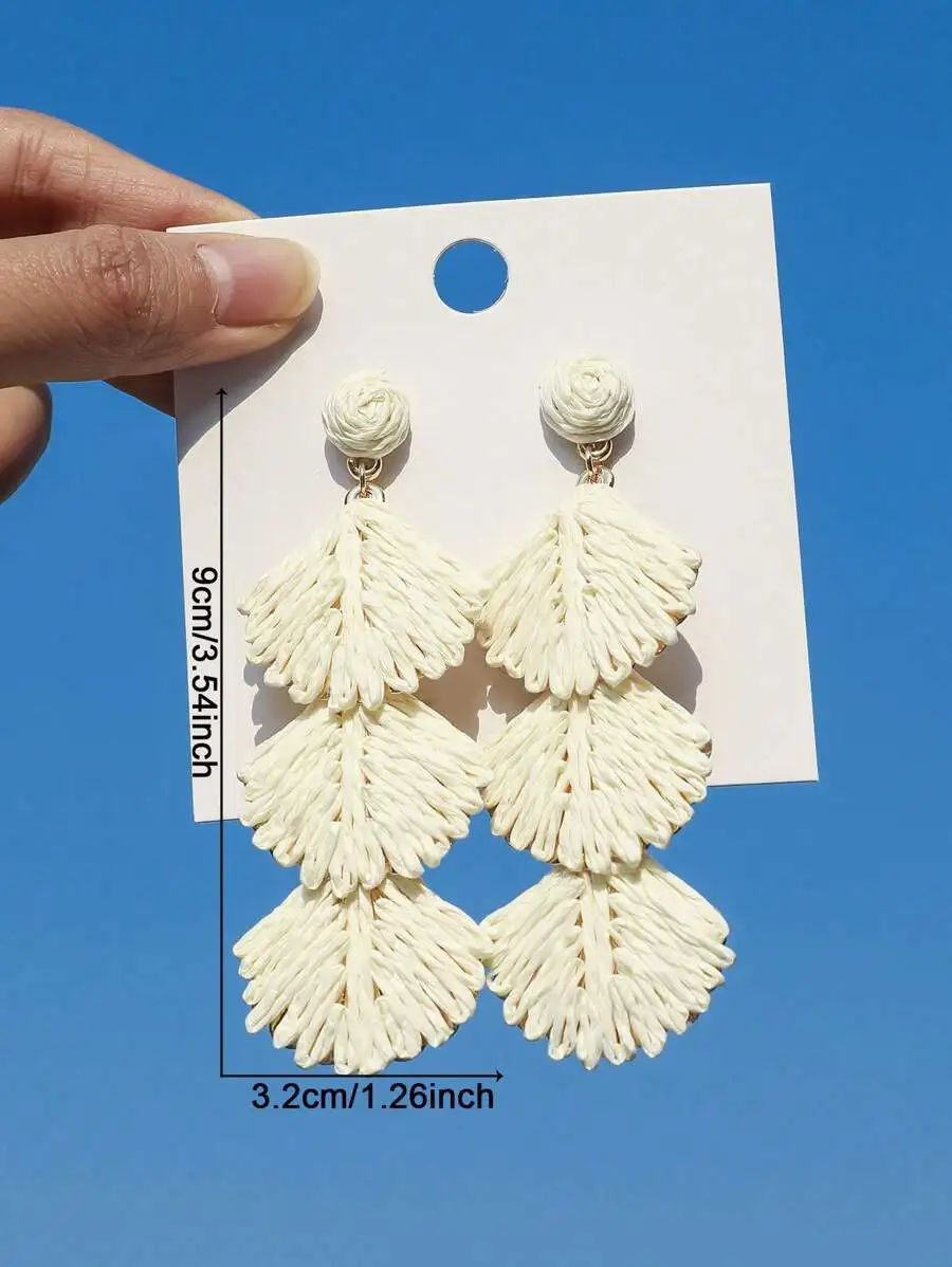 Handmade Woven Raffia Leaf Tassel Bohemian Long Earrings For Women
Handmade Woven Raffia Leaf Tassel Bohemian Long Earrings For Women
