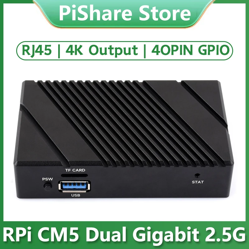 Raspberry Pi CM5 Gigabit 2.5G Dual Ethernet Ports Expansion Board RJ45 4K Output Dual MIPI Interfaces
