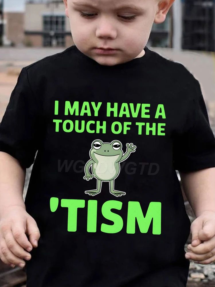 Летняя хлопковая детская футболка «I May Have A Touch of The Tism» для мальчиков и девочек, повседневная модная одежда с короткими рукавами, забавные футболки с лягушкой, топы
Летняя хлопковая детская футболка «I May Have A Touch of The Tism» для мальчиков и девочек, повседневная модная одежда с короткими рукавами, забавные футболки с лягушкой, топы