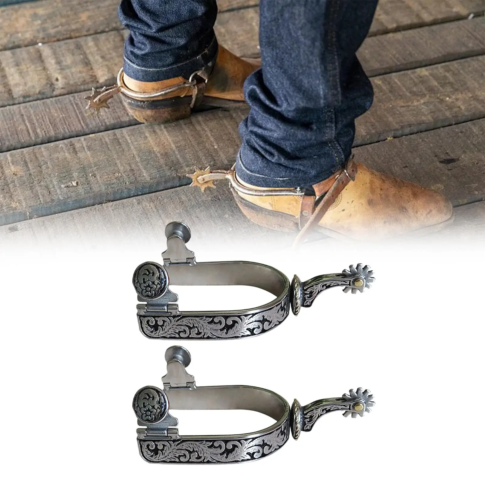 2x Horse Spurs Horse Riding Spurs Decoration Stainless Steel with Gear Boots
2x Horse Spurs Horse Riding Spurs Decoration Stainless Steel with Gear Boots