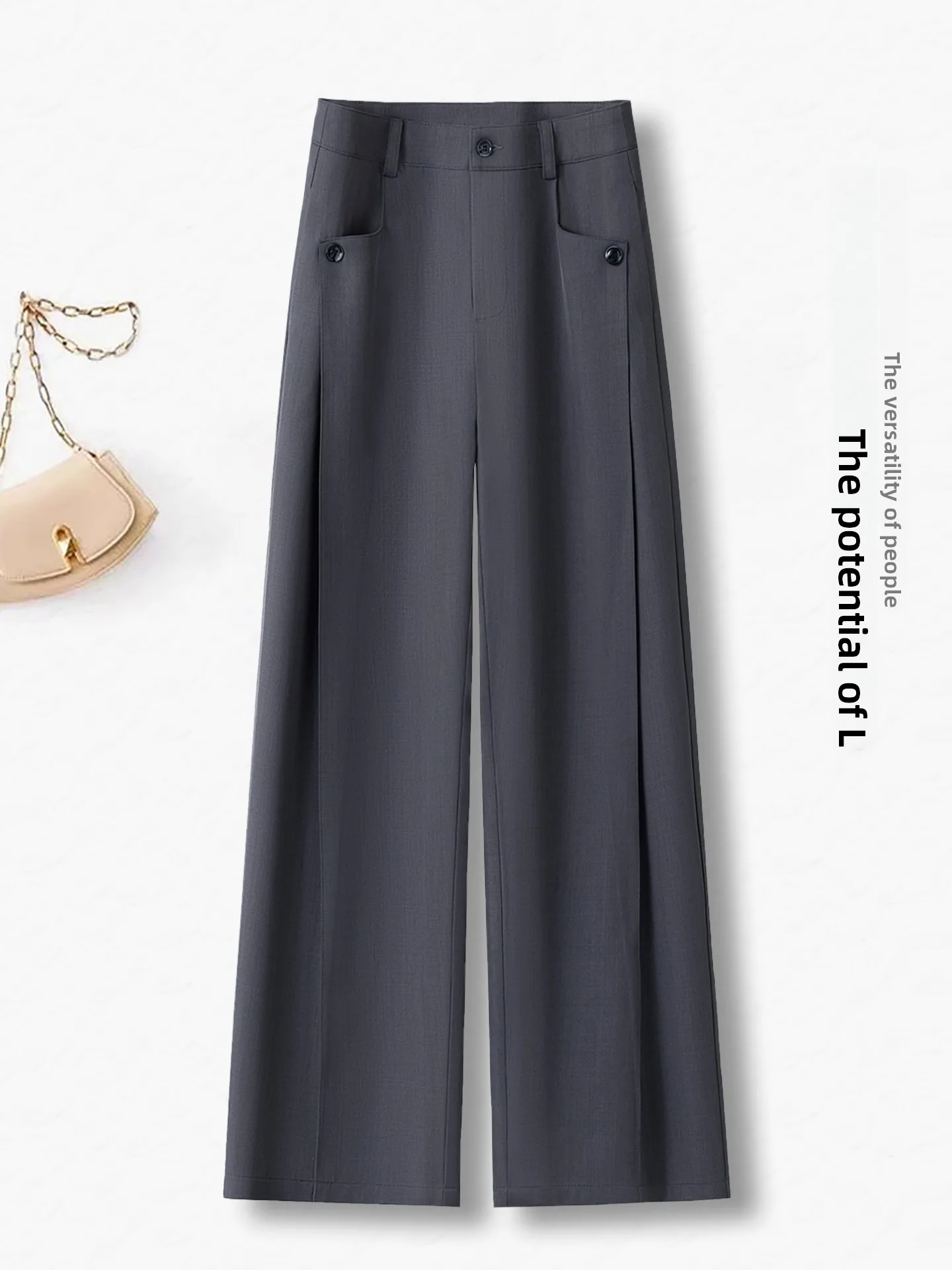 Elegant Grey Straight Leg Suit Pants Women's High Waist Slimming Drapey Casual Narrow Version Wide Leg Trousers
Elegant Grey Straight Leg Suit Pants Women's High Waist Slimming Drapey Casual Narrow Version Wide Leg Trousers
