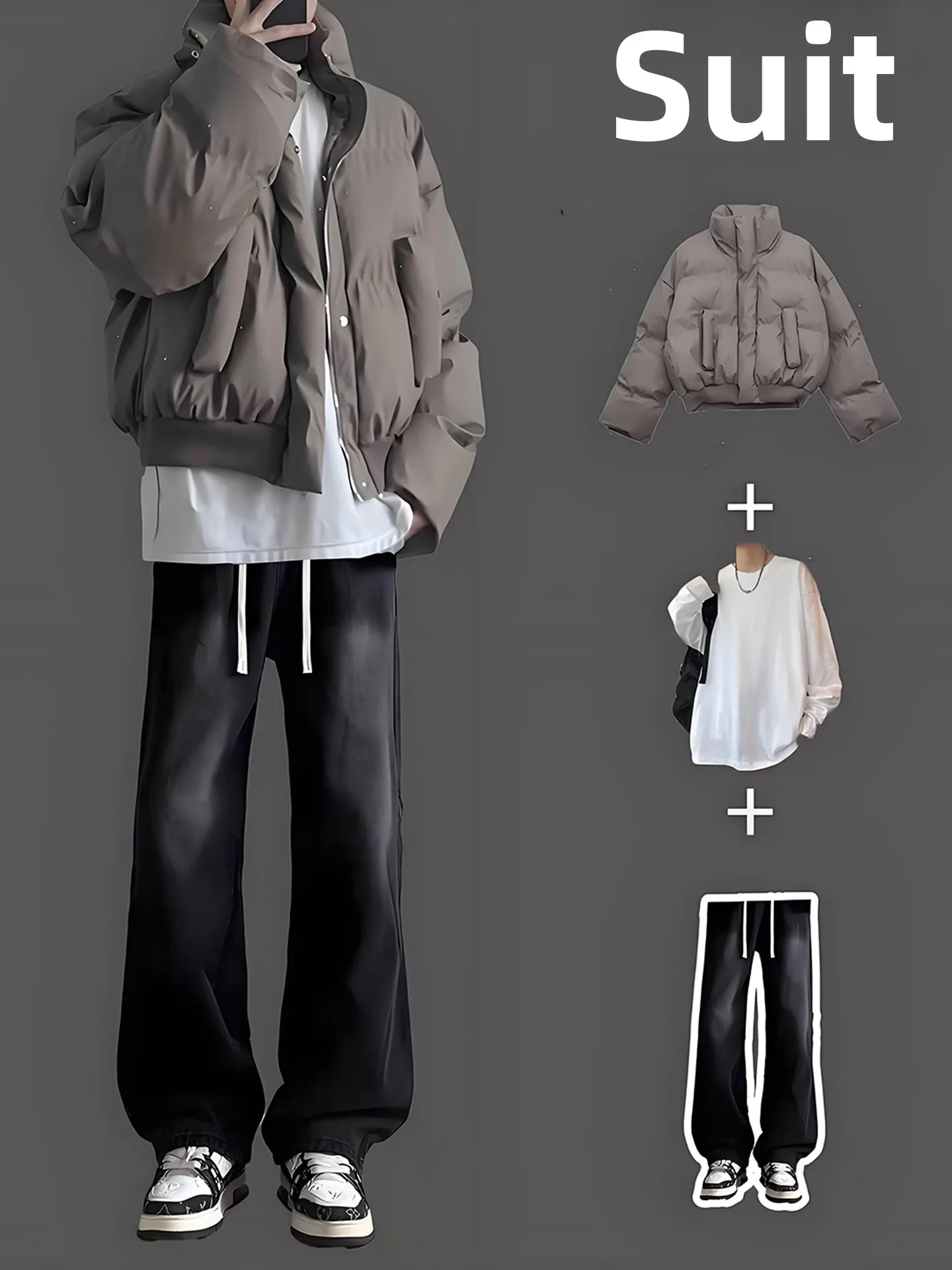 American Sle Men's PU Leather down Cotton Jaet Set ort Quilted Coat Warm Casual Outerwear Tee-Piece Winter Outfit
American Sle Men's PU Leather down Cotton Jaet Set ort Quilted Coat Warm Casual Outerwear Tee-Piece Winter Outfit