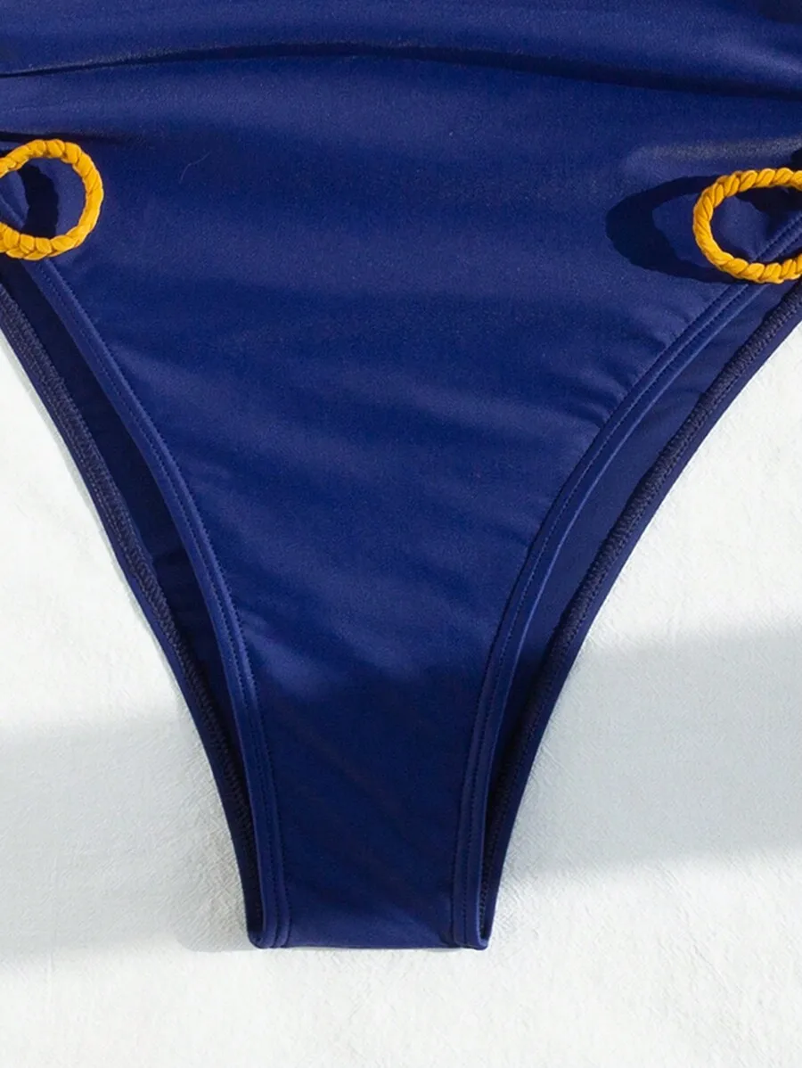 Blue One-Piece Swimsuit With Drawstring Open Back And Side Cutouts
Blue One-Piece Swimsuit With Drawstring Open Back And Side Cutouts